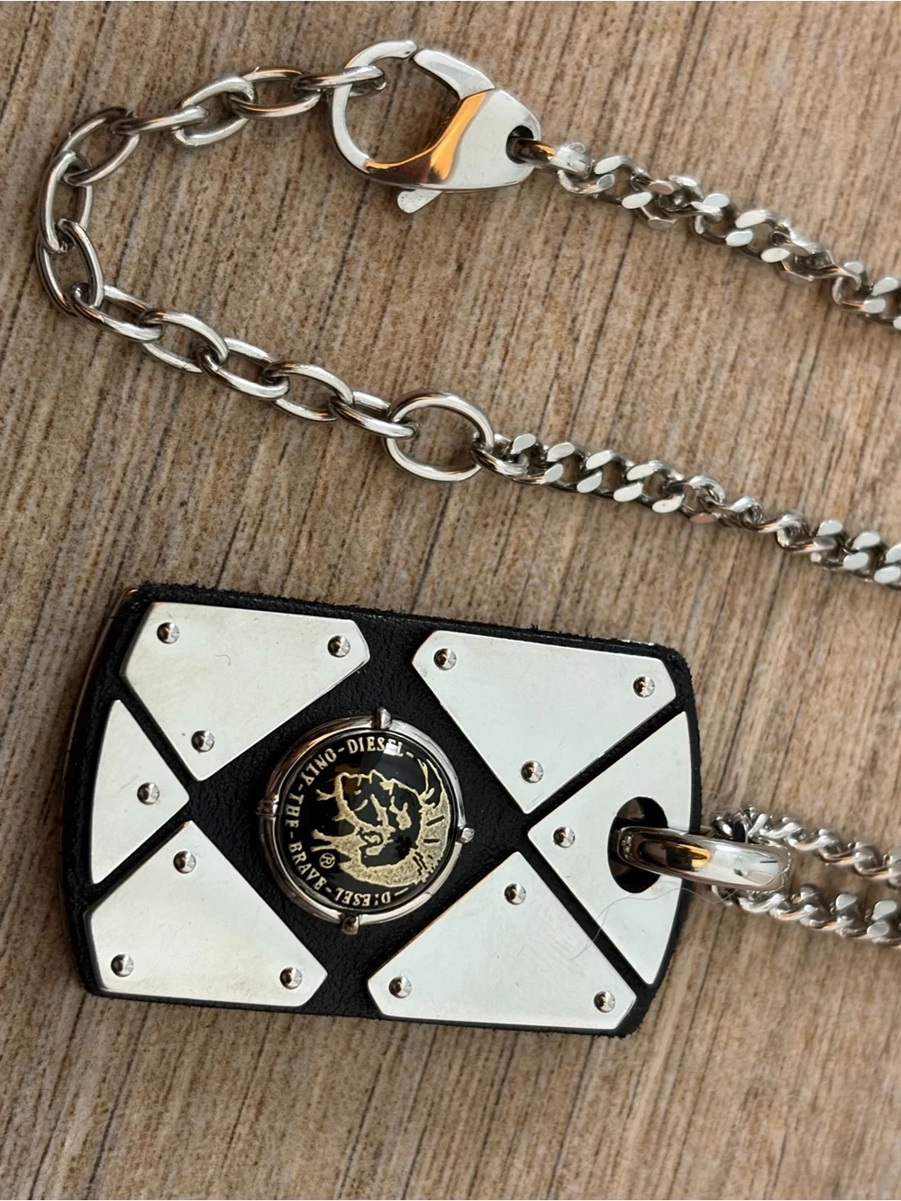Diesel Silver & Black Shield Dog Tag style Men’s Necklace